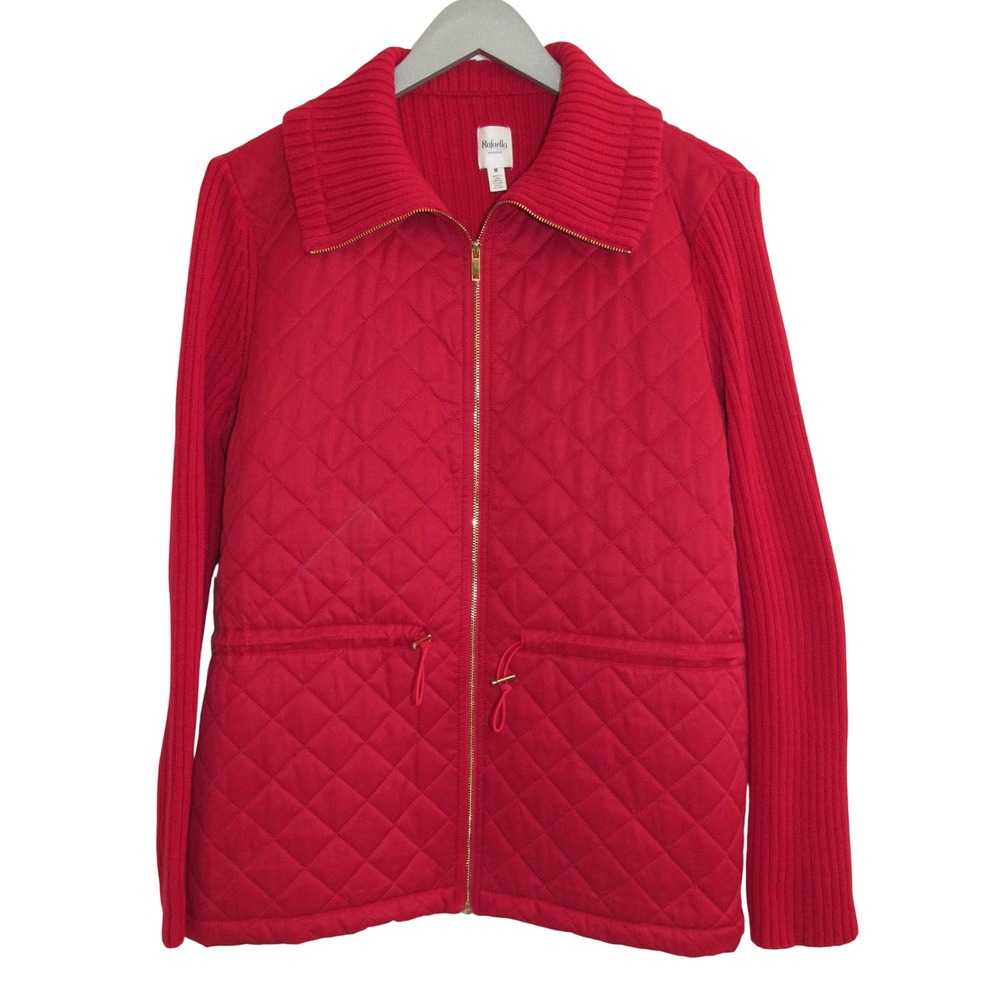 Rafaella Weekend Women's M Red Quilted Sweater Jacket